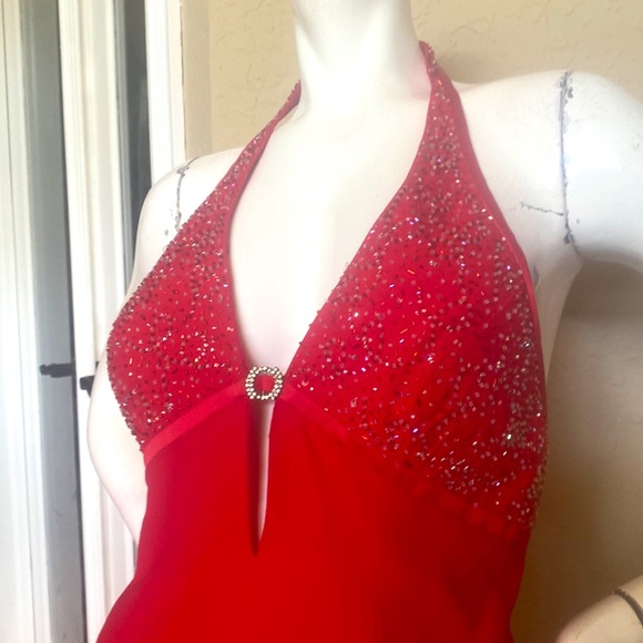 Cire A DIvision of Landra Red Halter Prom Cocktail Formal Gown Dress Sz 4 - Picture 3 of 11